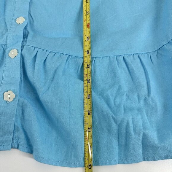 Stoney Clover Lane Womens Blue Short Sleeve Ruffle Linen Dress Med - Picture 15 of 15